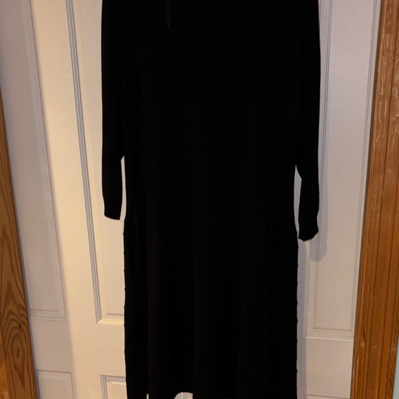 Lane Bryant Black Long Sleeve Knit Midi Dress with Subtle A-Line - Picture 8 of 9